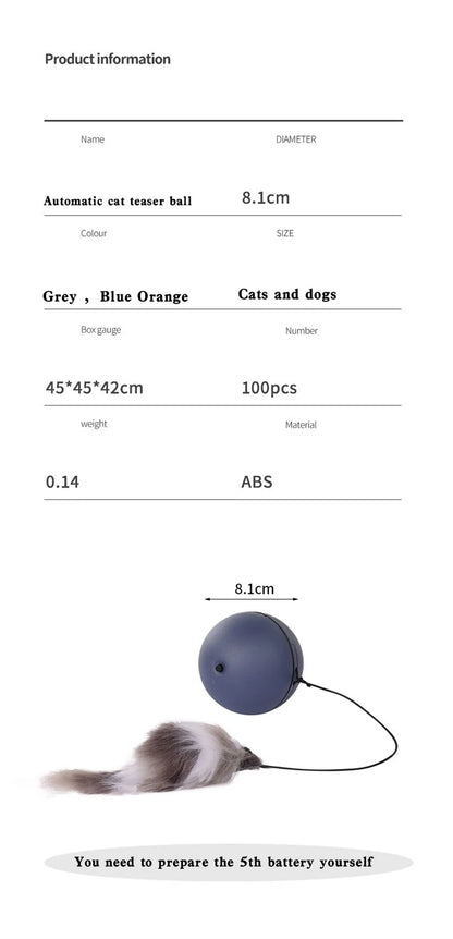 Kimpets Cat Toys Mouse Teaser Ball Fun Moving Toy For Pet Cat Dog Electric Teaser Ball Automatic Intelligent Rolling Ball