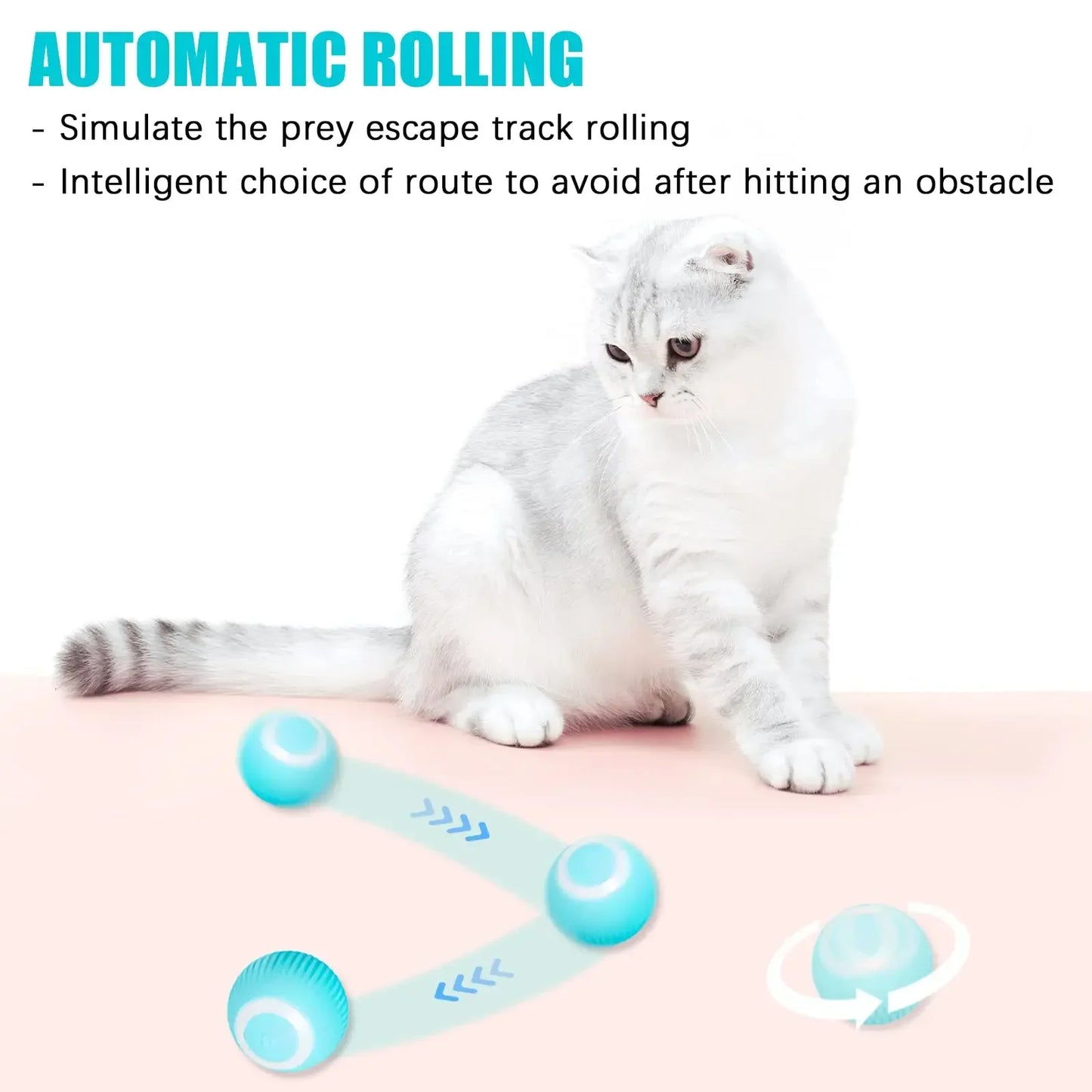 Interactive Cat Toy Ball 360° Automatic Rotating Rolling Ball Accessories for Cats Toys With USB Charging Function Pet Things