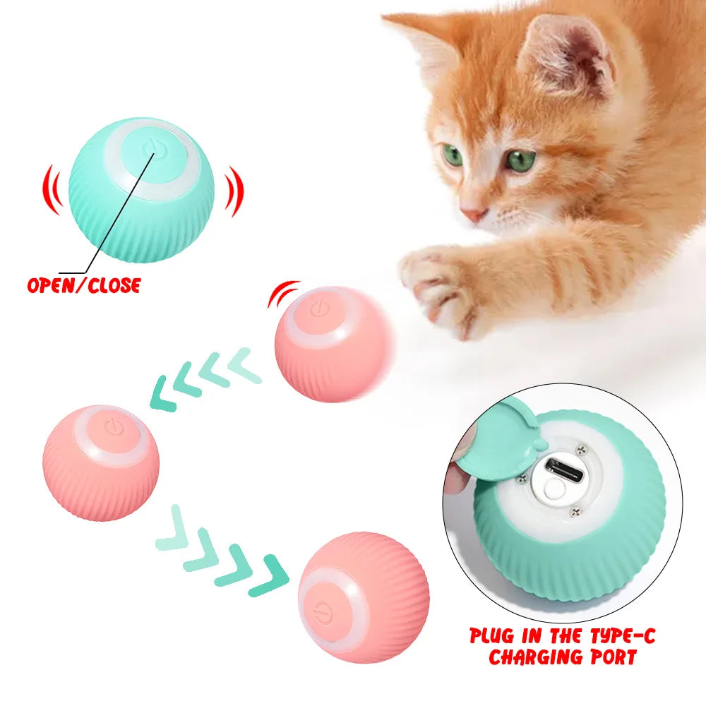 Interactive Cat Toy Ball 360° Automatic Rotating Rolling Ball Accessories for Cats Toys With USB Charging Function Pet Things